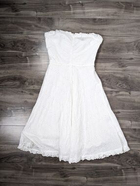 Ralph Lauren Rugby White Cotton Eyelet Strapless Dress Lined Size 8